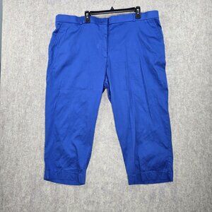 George Womens Capri Pants Bright Blue Size 26W Straight Leg Cotton Blend Stretch